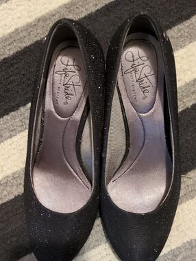 Life Stride Black Sparkle Women's Slip-On Heels